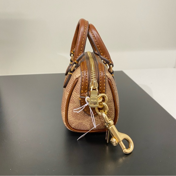 Coach Mini Rowan Satchel Bag Charm In Signature Canvas CX068 - Picture 2 of 7